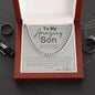  Card with a silver chain necklace and a heartfelt message to a son.