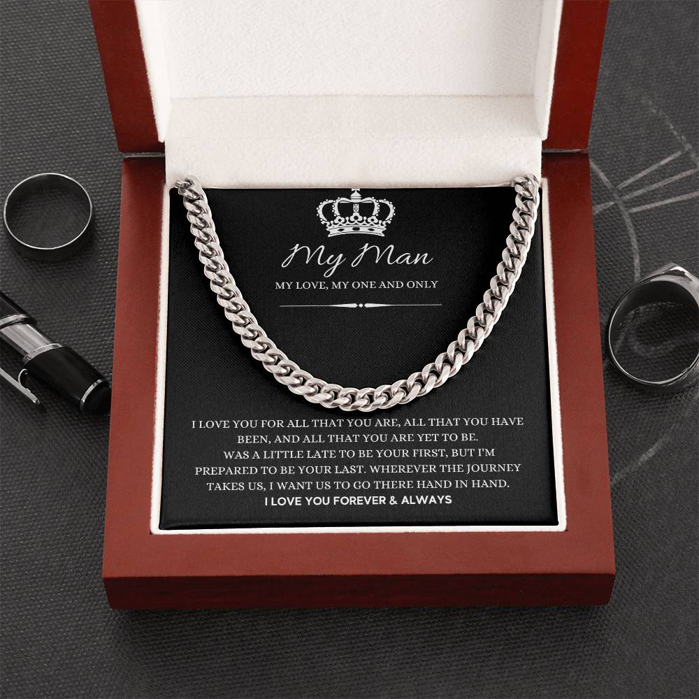 To My Man Necklace - Cuban Chain Link - Gifts For Husband Boyfriend