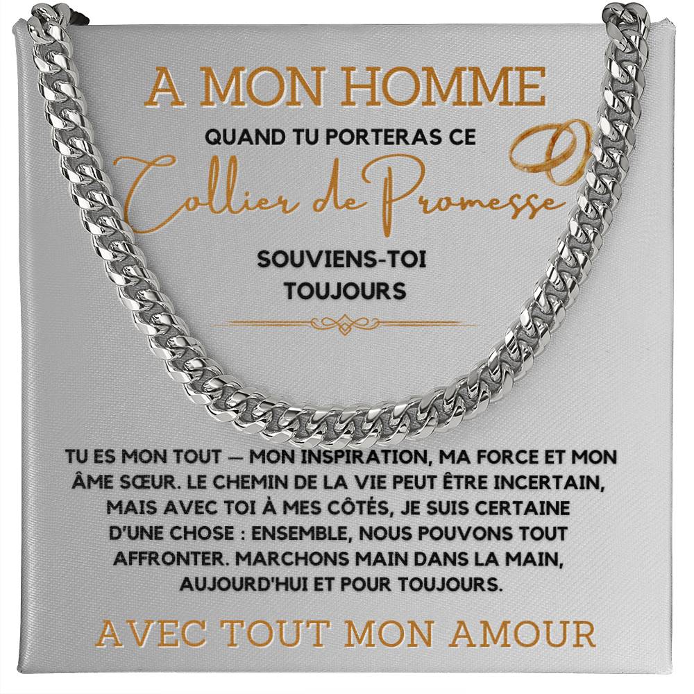 Collier Pour Homme - Chaîne à Maillons Cubaine – Acier Inoxydable ou Plaqué Or 14K