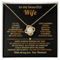 To My Beautiful Wife – Love Knot Necklace