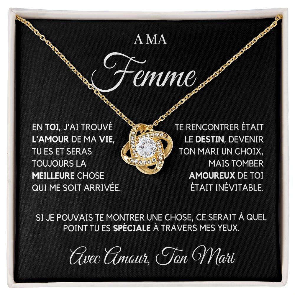 A Ma Femme | Collier Nœud d'Amour en Or Blanc 14k ou Or Jaune 18k