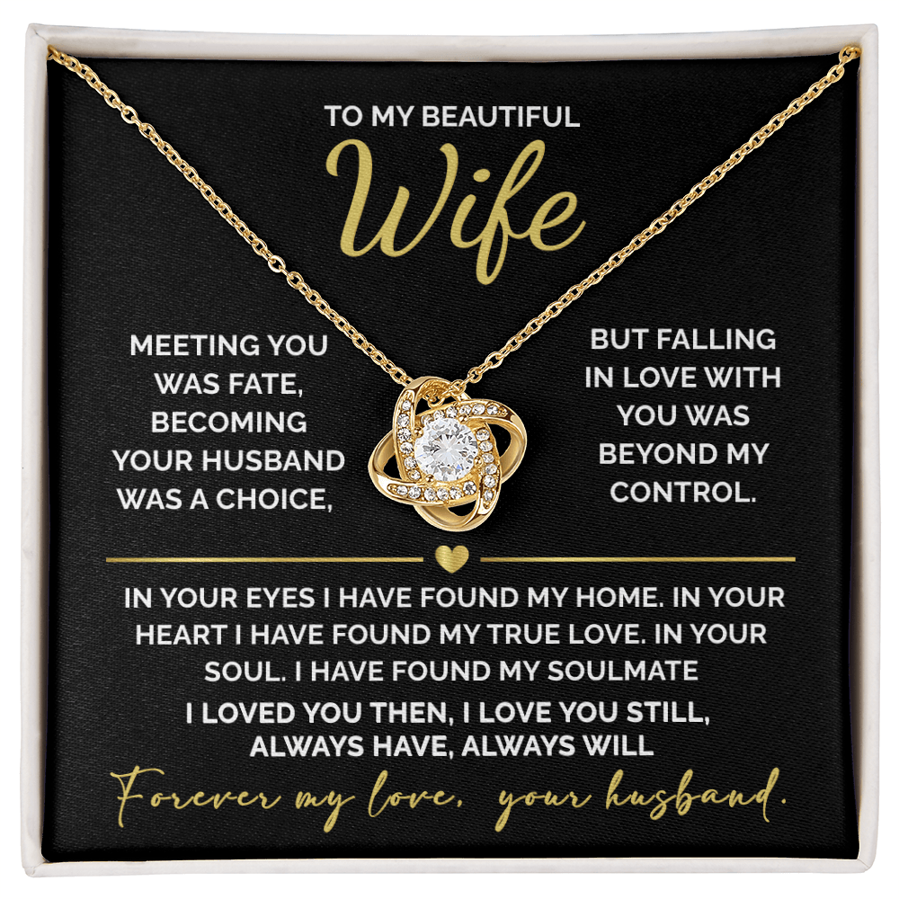 To My Beautiful Wife – Love Knot Necklace