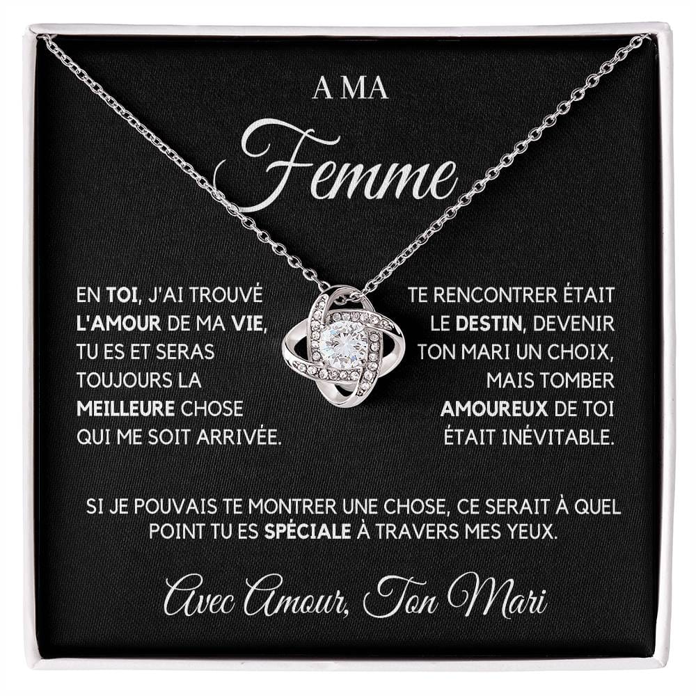 A Ma Femme | Collier Nœud d'Amour en Or Blanc 14k ou Or Jaune 18k