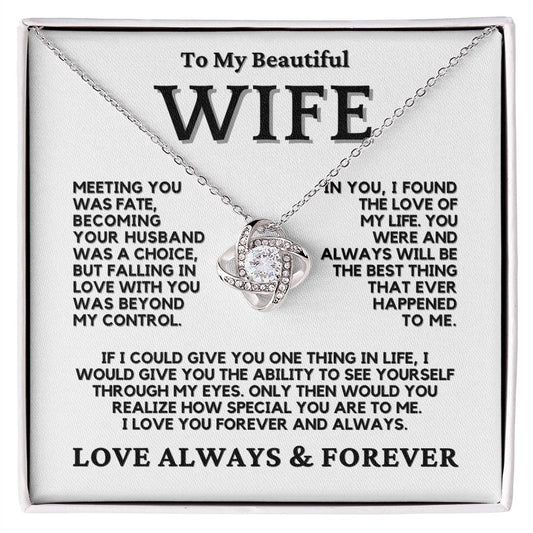 To My Wife Love Knot Necklace 14K or 18K Finish