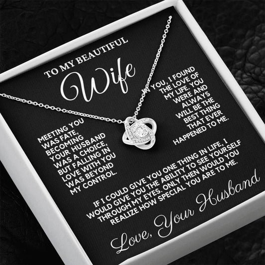 For Wife Love Knot Necklace – 14K White Gold or 18K Yellow Gold Finish