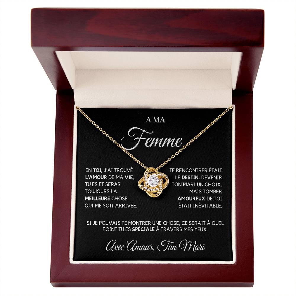 A Ma Femme | Collier Nœud d'Amour en Or Blanc 14k ou Or Jaune 18k