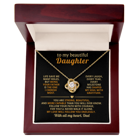 To My Beautiful Daughter – Love Knot Necklace from Dad