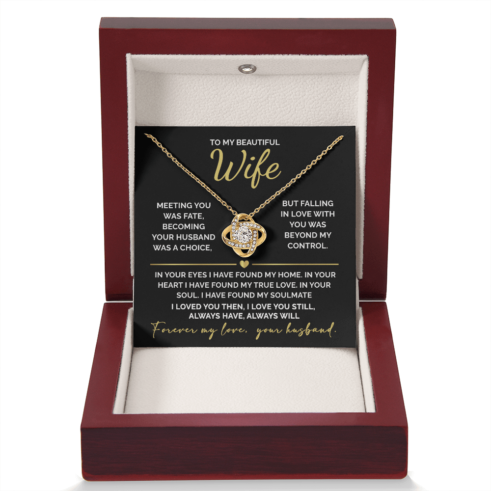 To My Beautiful Wife – Love Knot Necklace