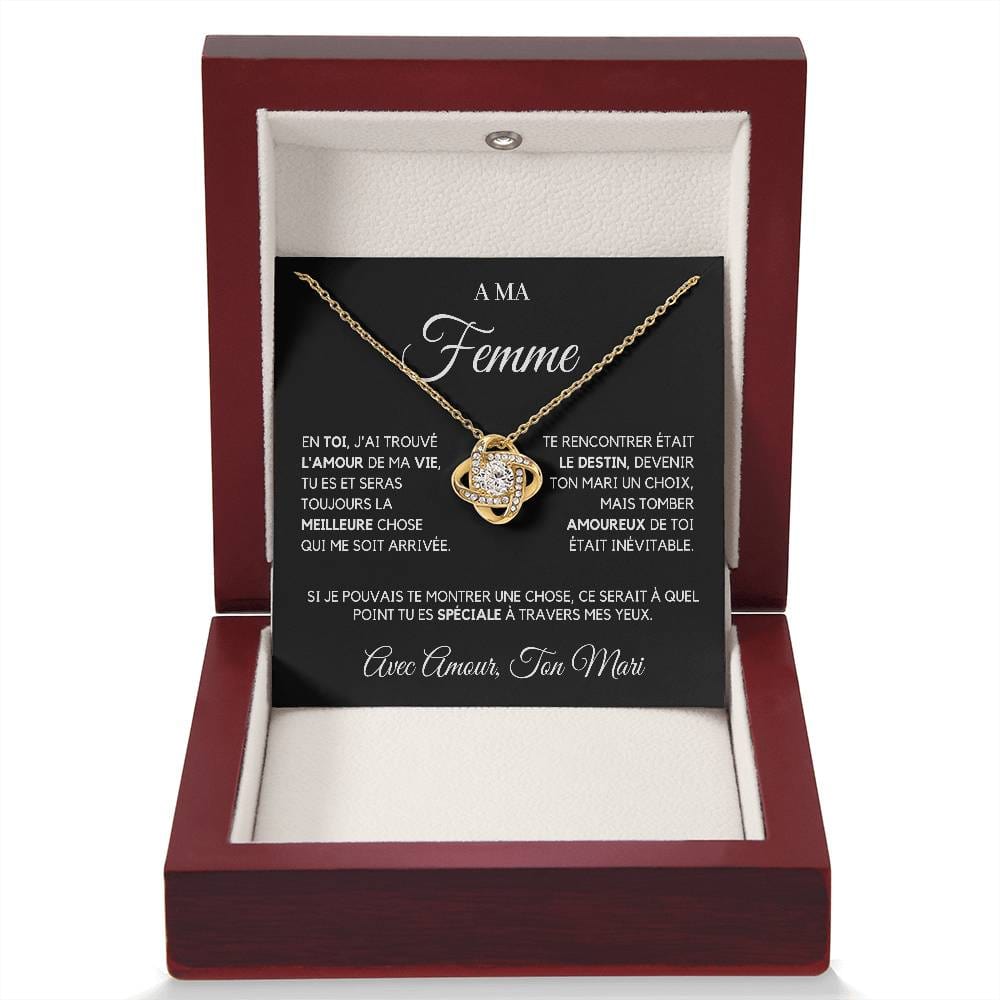 A Ma Femme | Collier Nœud d'Amour en Or Blanc 14k ou Or Jaune 18k