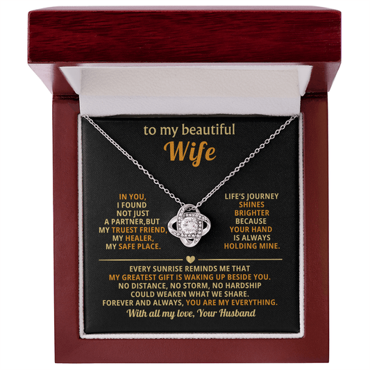 To My Beautiful Wife – Love Knot Necklace
