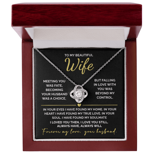 To My Beautiful Wife – Love Knot Necklace