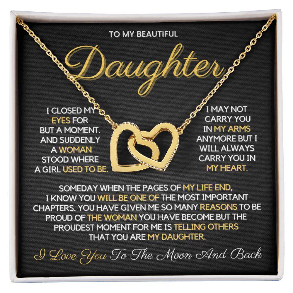 To My Daughter from Dad | Interlocking Hearts Necklace | 14k or 18k