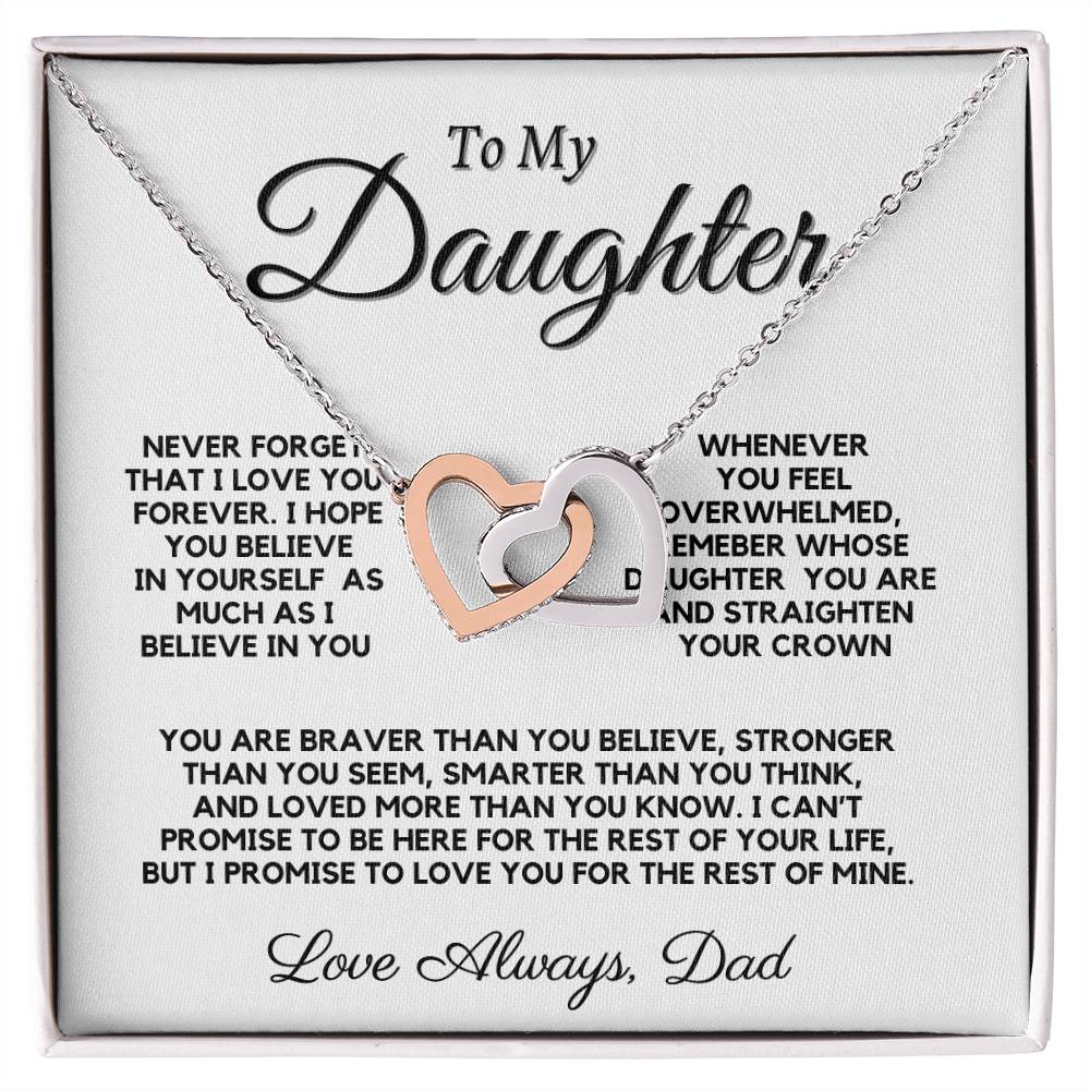 To My Daughter Interlocking Hearts Neckalce From Dad