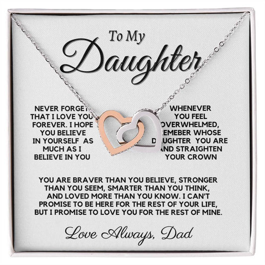 To My Daughter Interlocking Hearts Neckalce From Dad