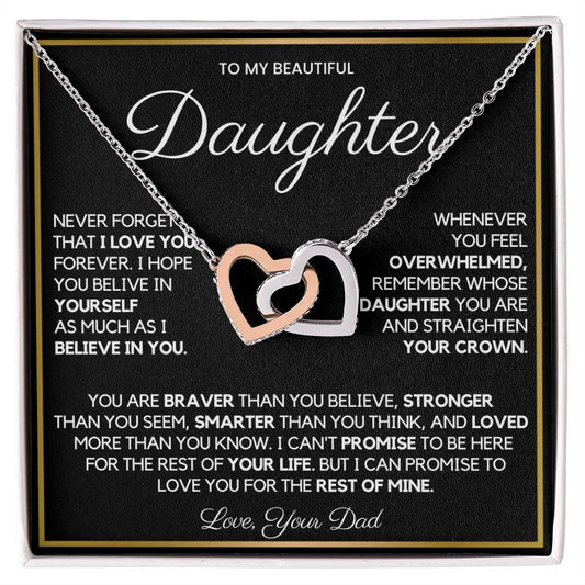 To My Daughter From Dad – Interlocking Hearts Necklace