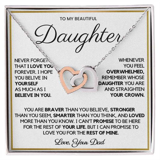 To My Daughter From Dad – Interlocking Hearts Necklace For Her