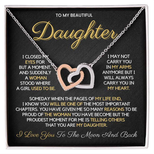 To My Daughter from Dad | Interlocking Hearts Necklace | 14k or 18k