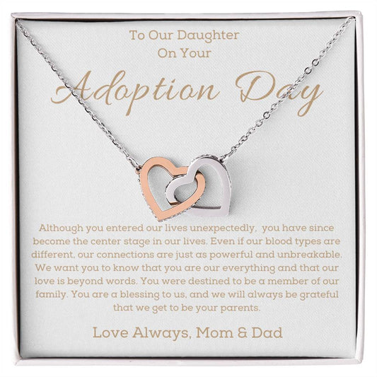 a necklace in a box for a girl on her adotion day