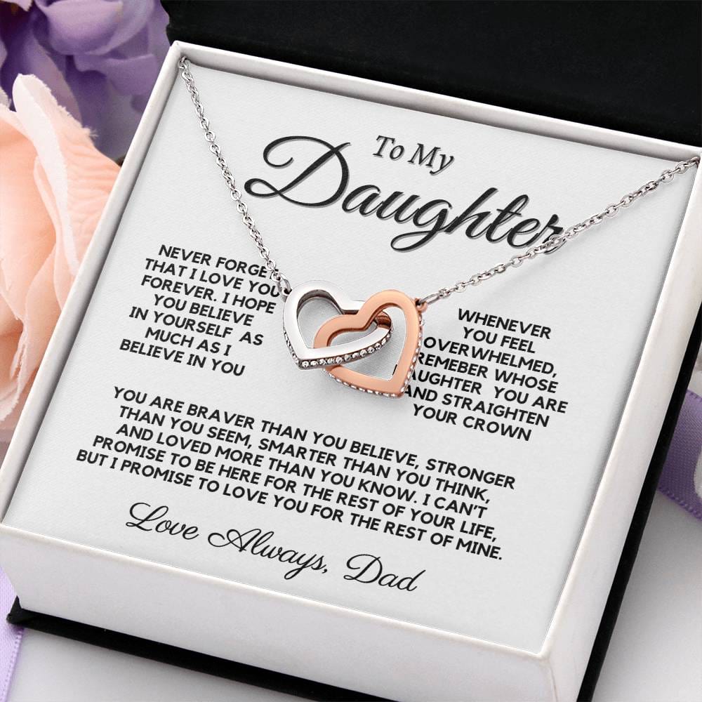 To My Daughter Interlocking Hearts Neckalce From Dad