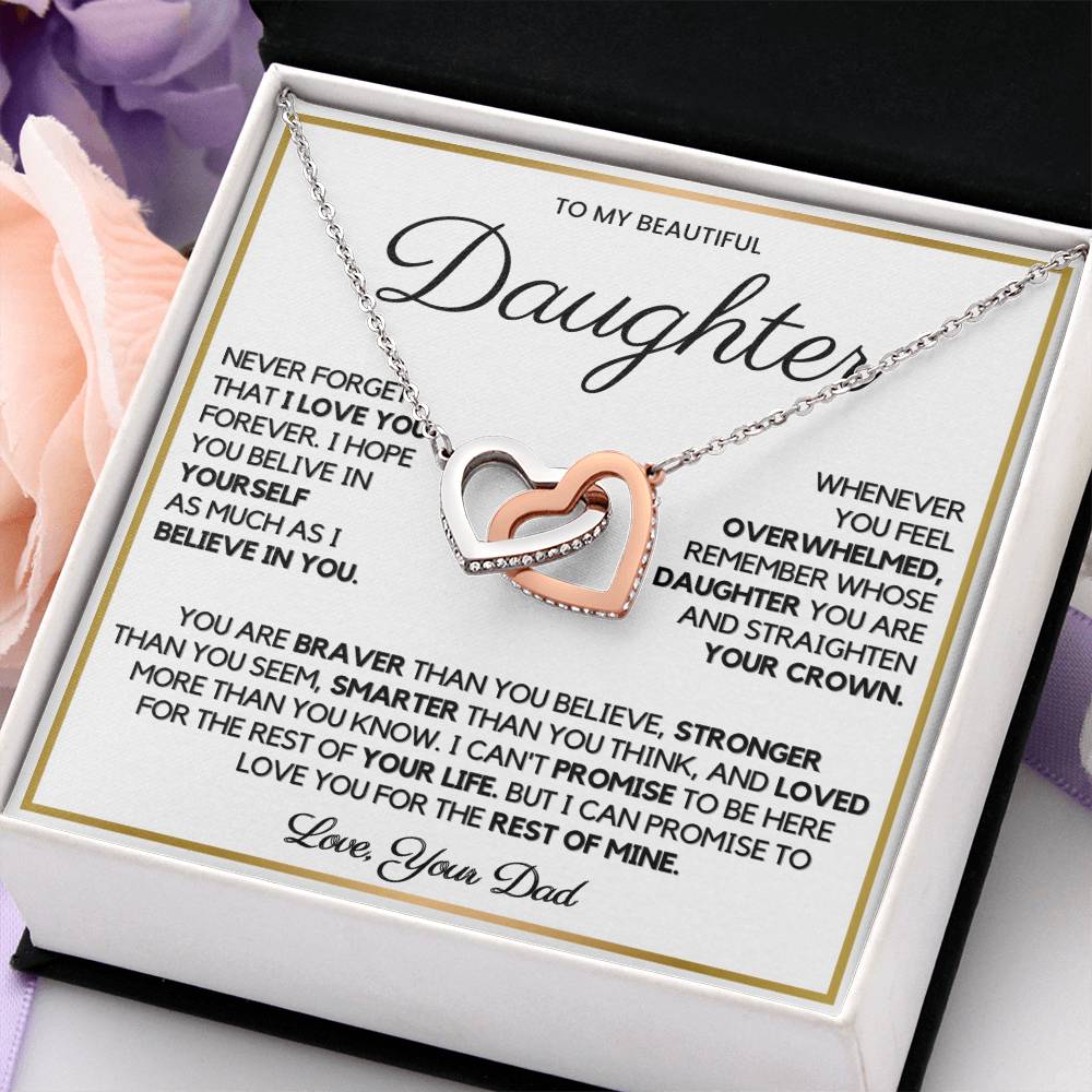 To My Daughter From Dad – Interlocking Hearts Necklace For Her