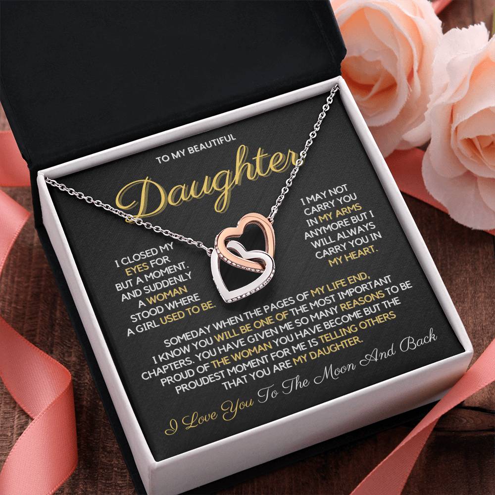 To My Daughter from Dad | Interlocking Hearts Necklace | 14k or 18k