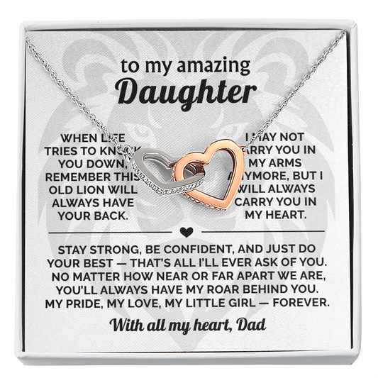 À ma fille extraordinaire – Collier Cœurs Entrelacés de papa