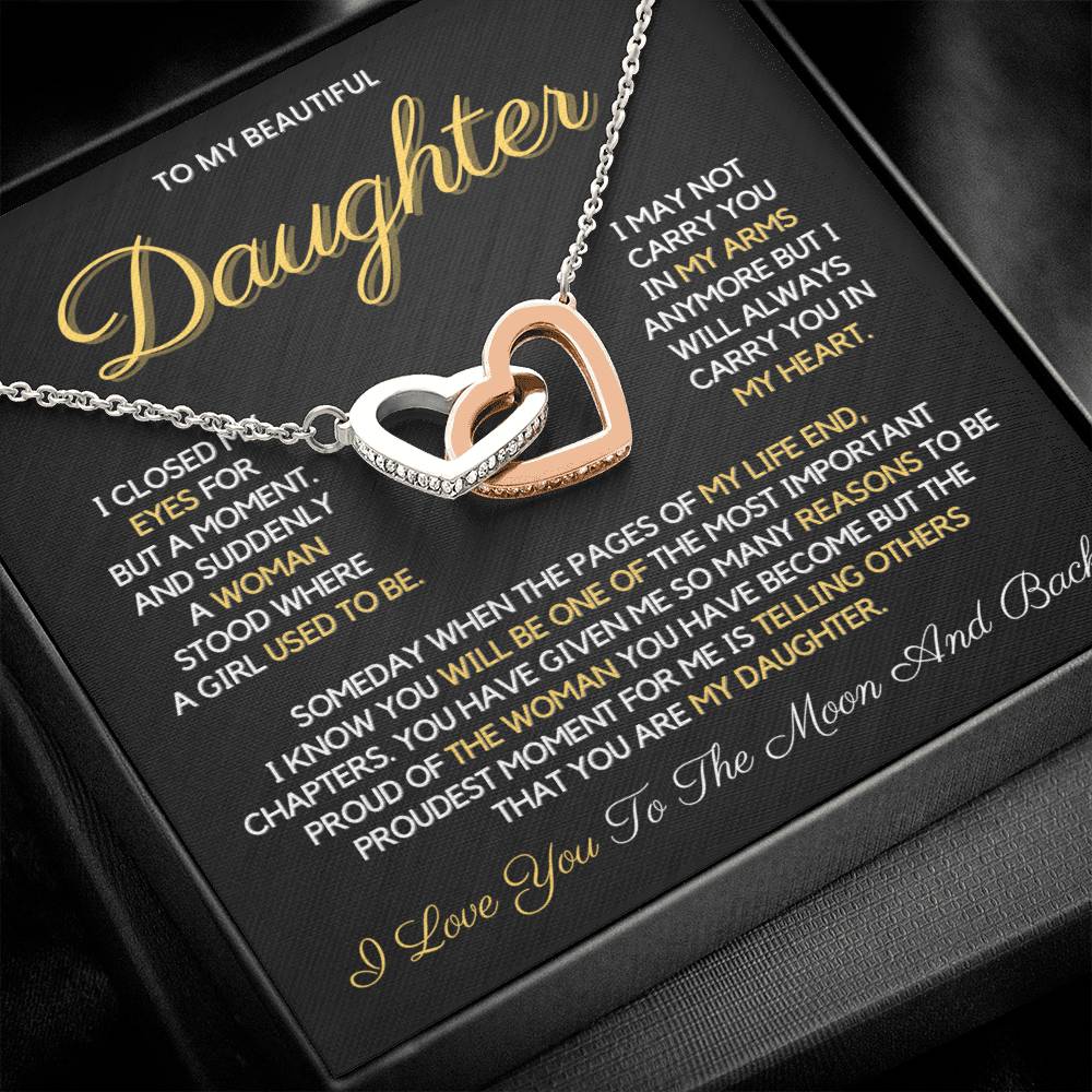 To My Daughter from Dad | Interlocking Hearts Necklace | 14k or 18k