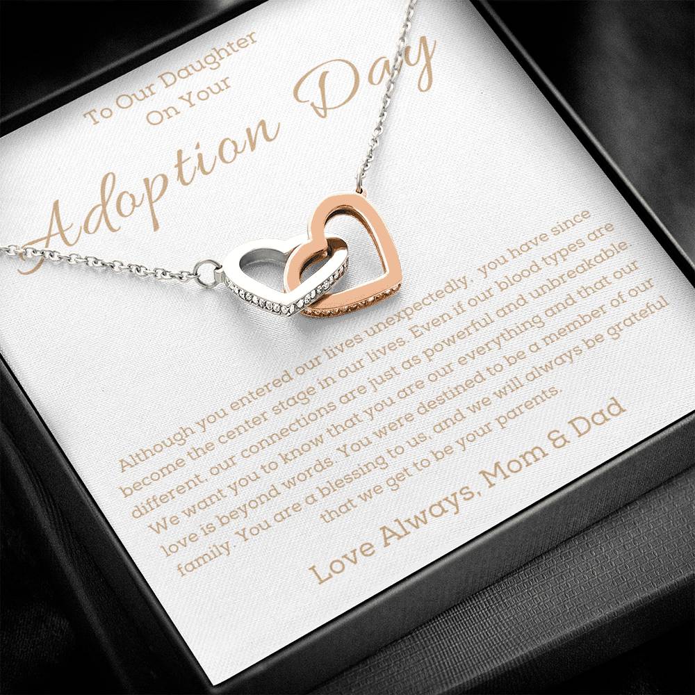 a necklace in a box for a girl on her adotion day