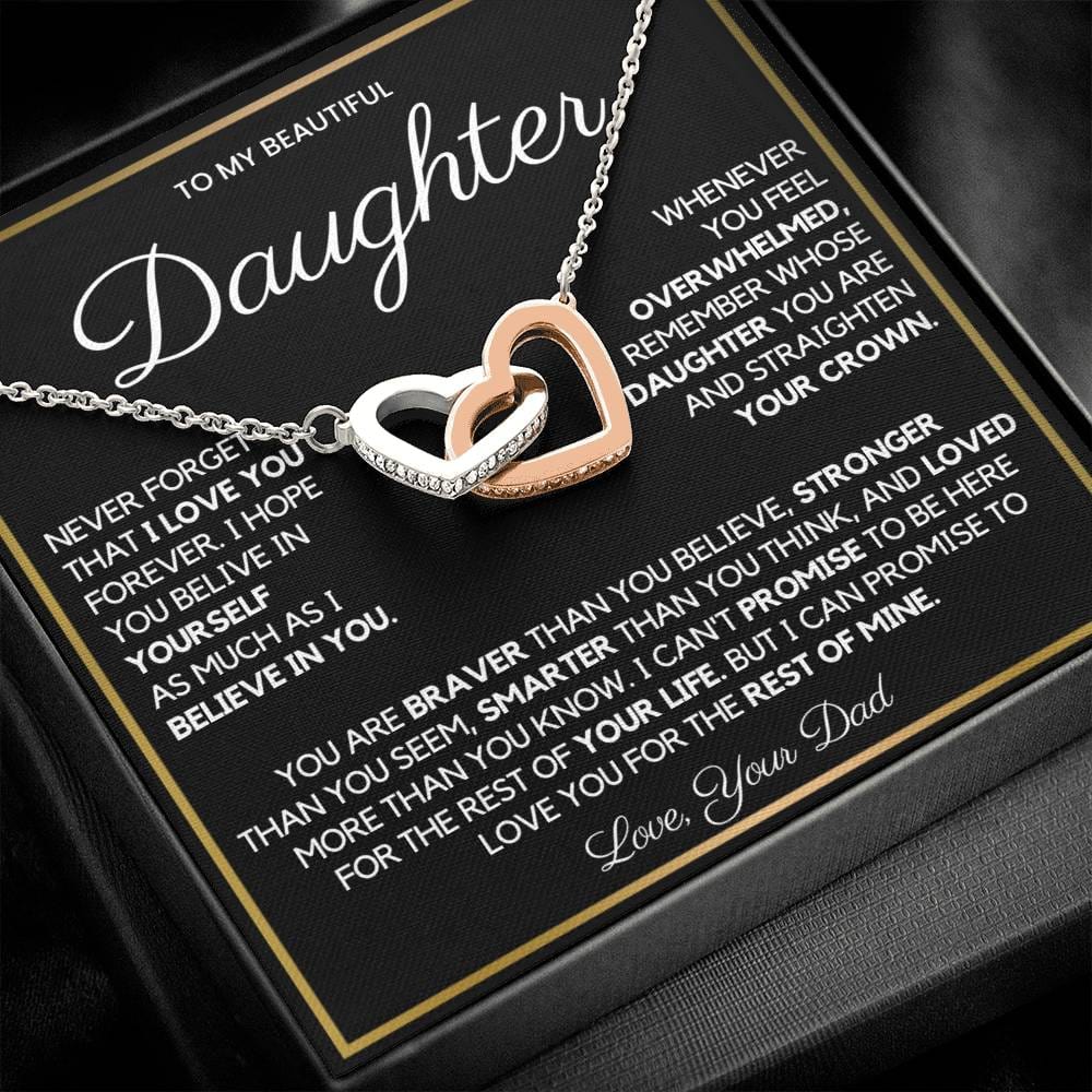 To My Daughter From Dad – Interlocking Hearts Necklace