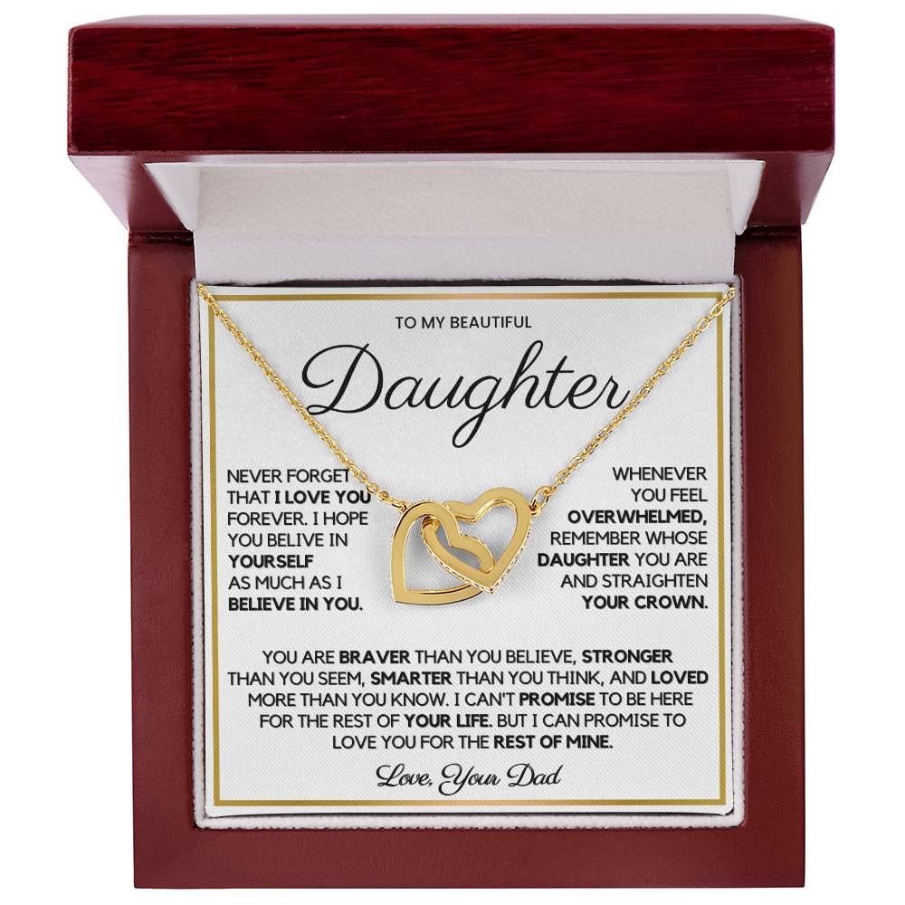 To My Daughter From Dad – Interlocking Hearts Necklace For Her