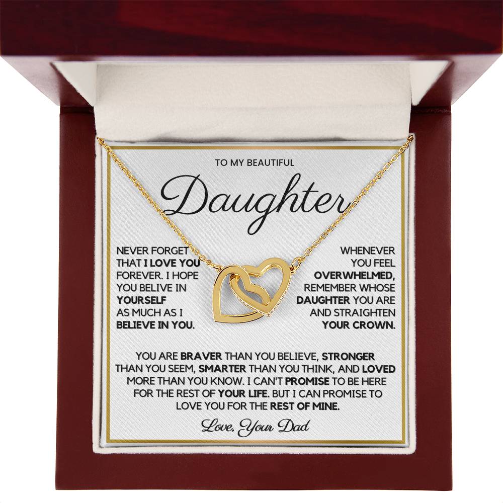 To My Daughter From Dad – Interlocking Hearts Necklace For Her