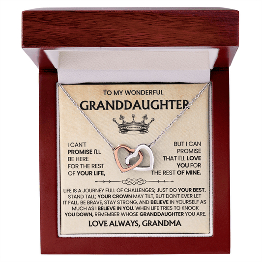 To My Wonderful Granddaughter - Interlocking Hearts Necklace