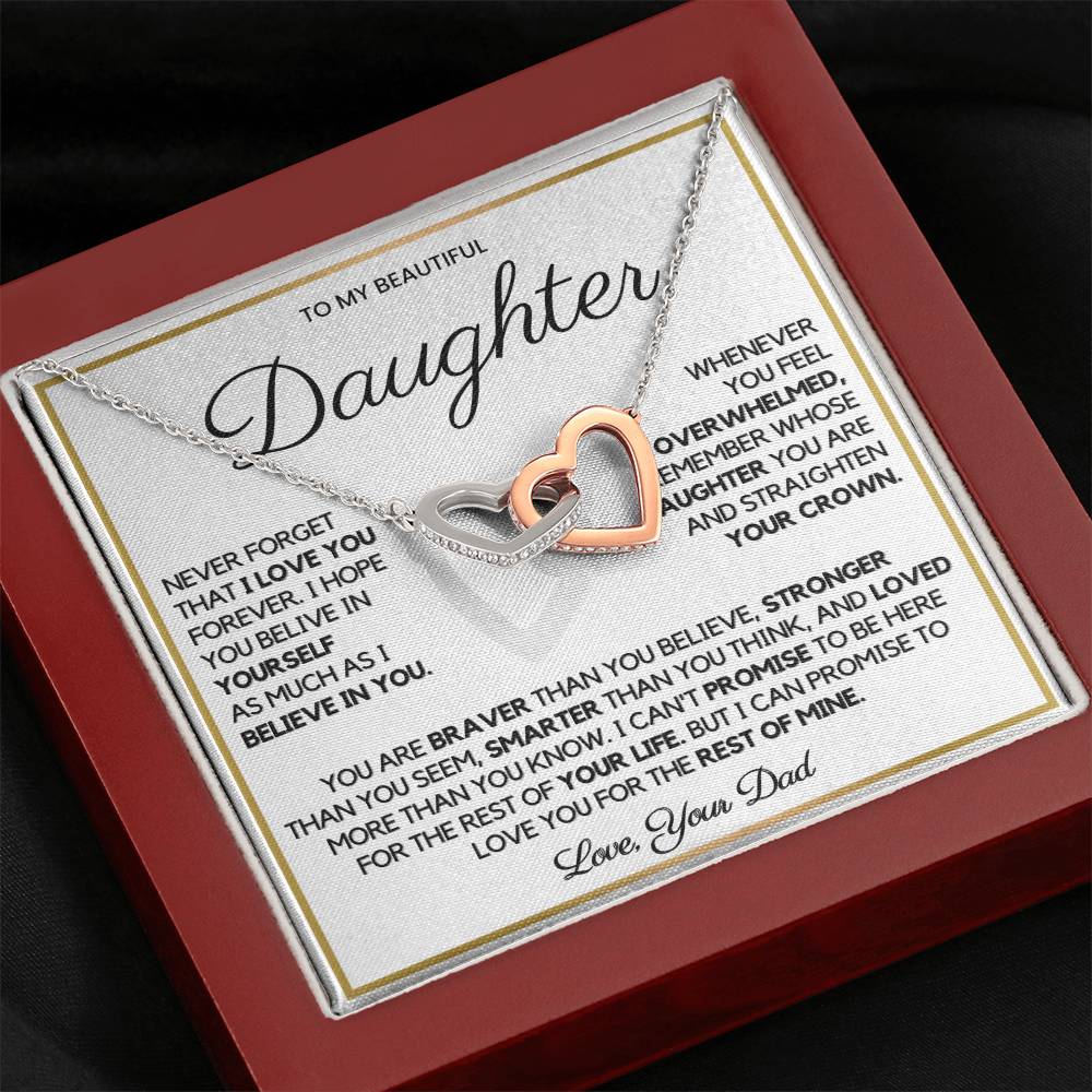 To My Daughter From Dad – Interlocking Hearts Necklace For Her