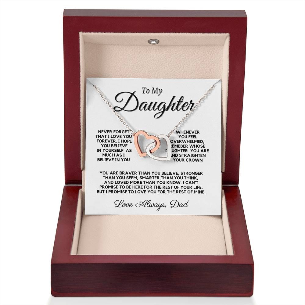 To My Daughter Interlocking Hearts Neckalce From Dad