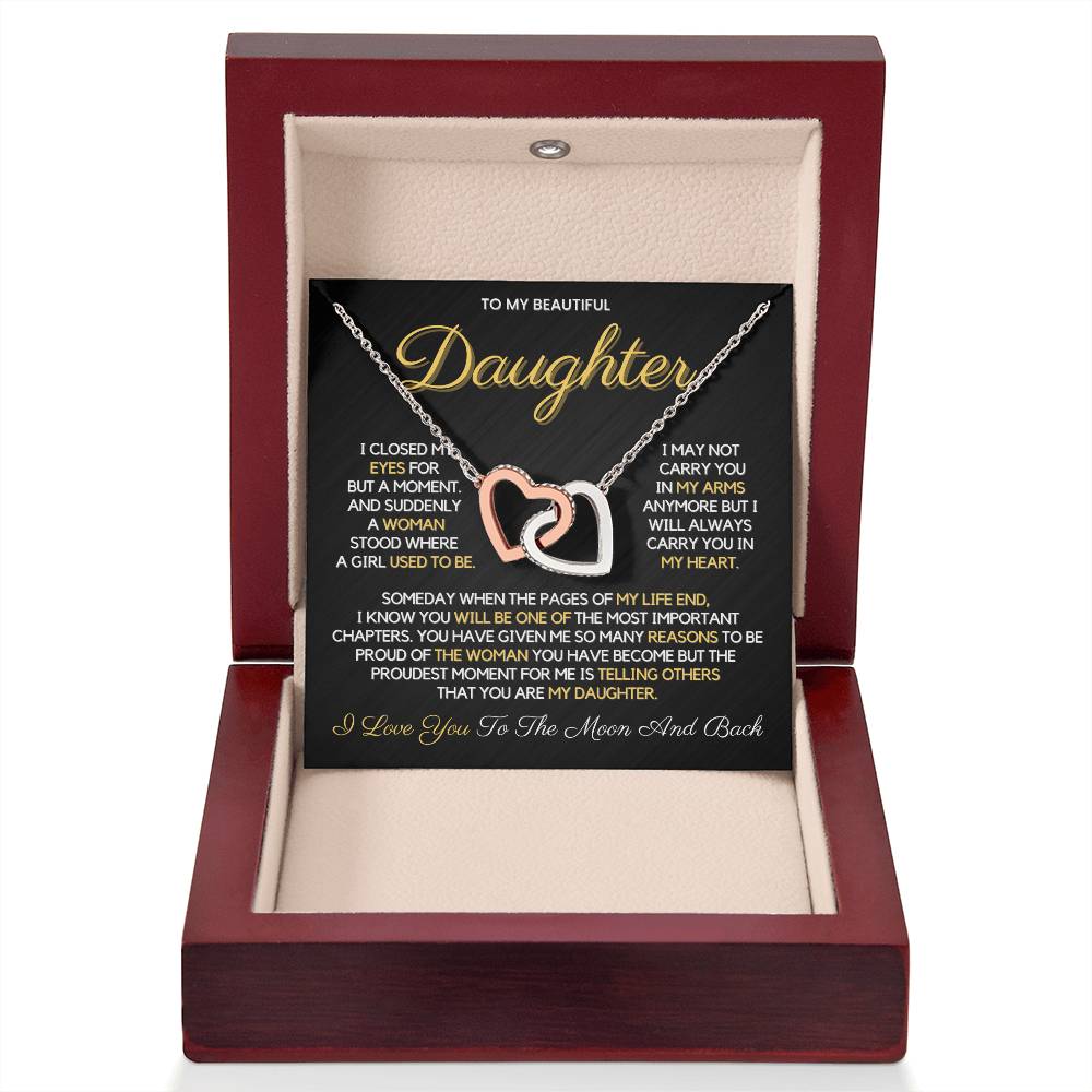 To My Daughter from Dad | Interlocking Hearts Necklace | 14k or 18k