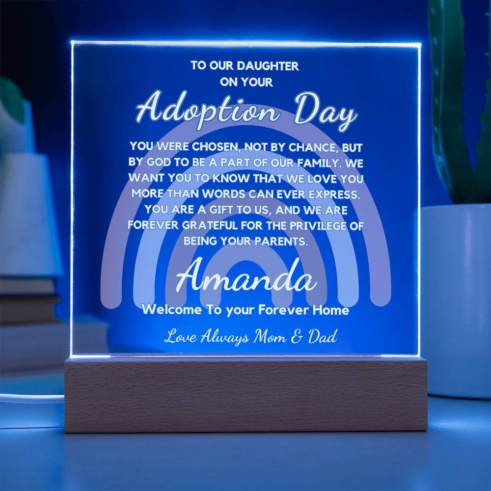 Adoption Day Gift - You Were Chosen  | Personalized Acrylic Plaque | Gift From Mom & Dad