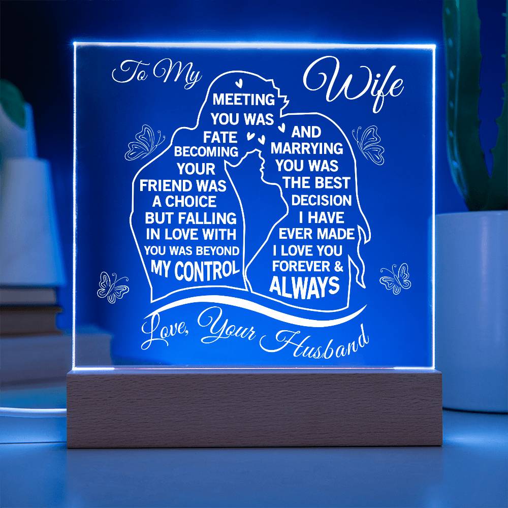 To My Beautiful Wife - Romantic LED Acrylic Plaque from Husband