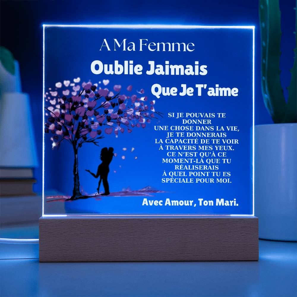 À Ma Femme - Oublie Jamais Que Je T'aime Plaque Personnalisée avec Message Romantique