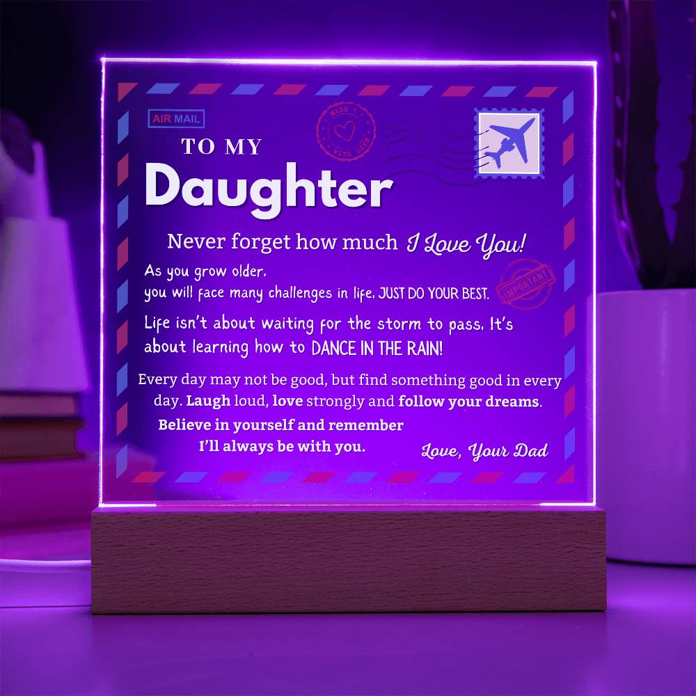 Dad to Daughter Heartfelt Acrylic Plaque | Special Keepsake with LED Light