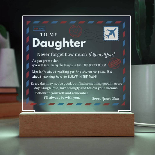 Dad to Daughter Heartfelt Acrylic Plaque | Special Keepsake with LED Light