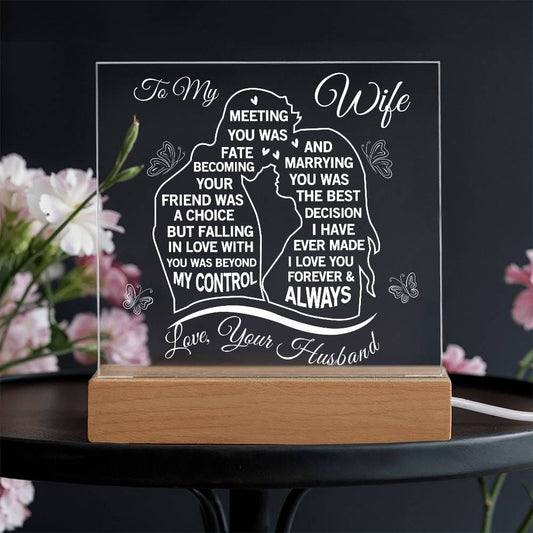 To My Beautiful Wife - Romantic LED Acrylic Plaque from Husband