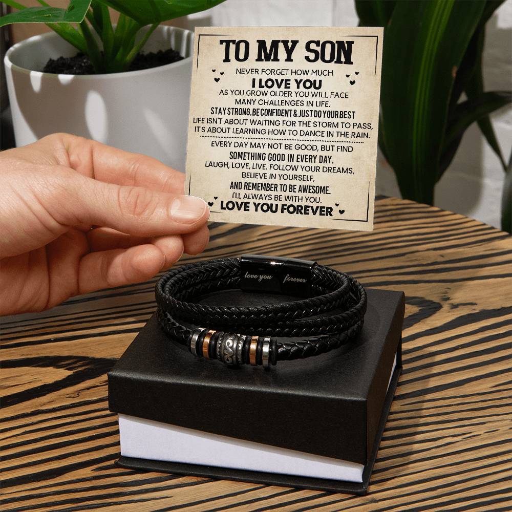 To My Son - Men's 'Love You Forever' Bracelet | Gift From Mom or Dad