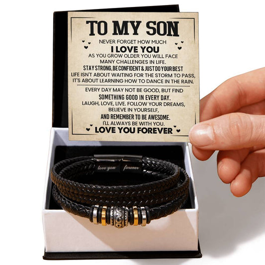 To My Son - Men's 'Love You Forever' Bracelet | Gift From Mom or Dad