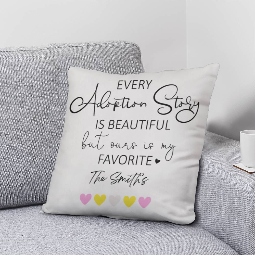 Adoption Pillow With Familly Name