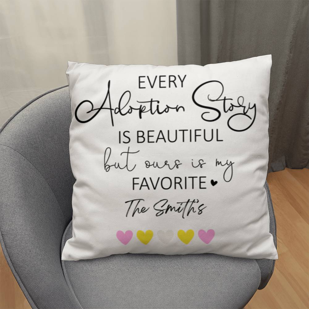 Adoption Pillow With Familly Name