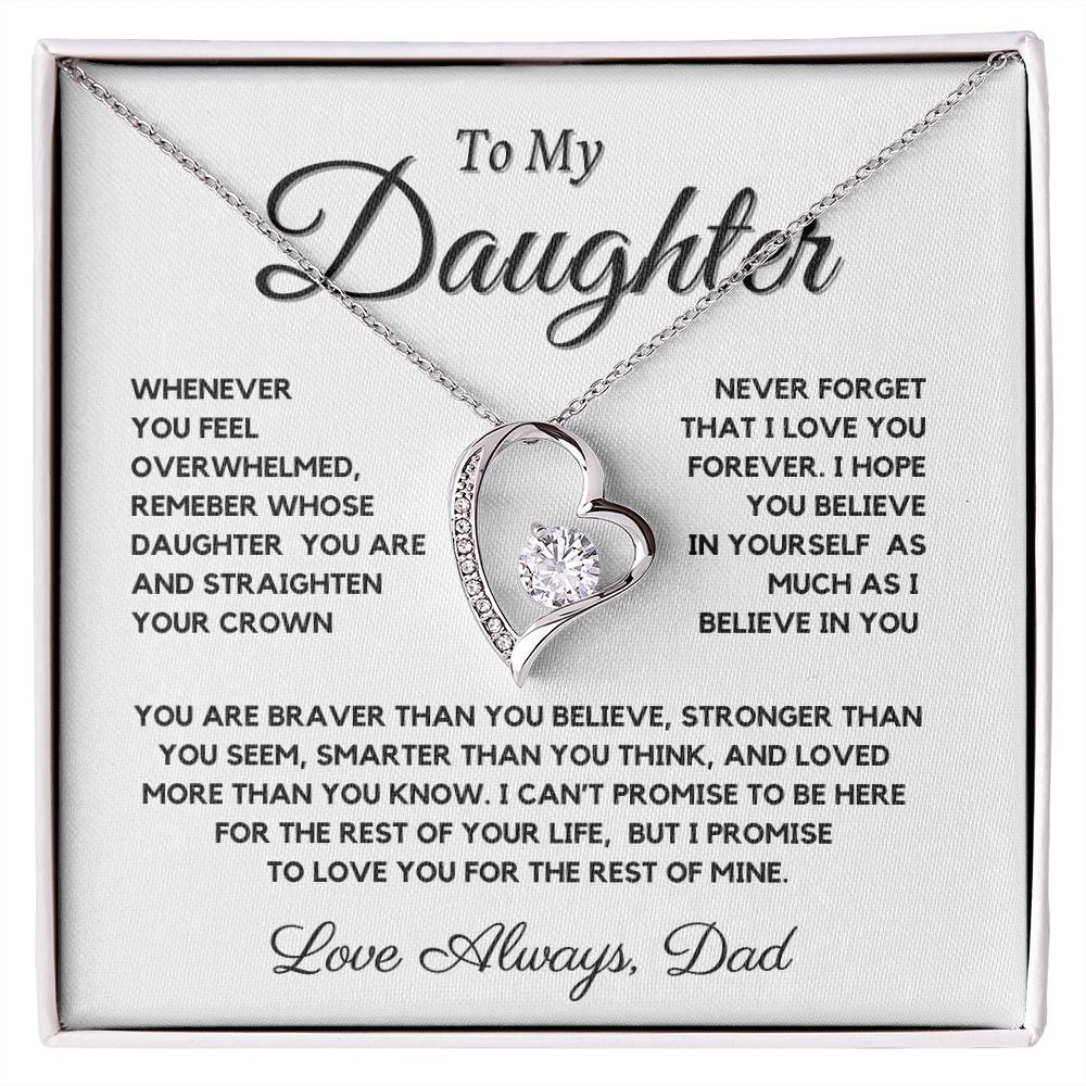 Daughter Neckalce From Dad - Heart Pendant For Girl 14k or 18k