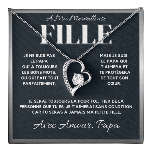 🖤 Collier Coeur à Ma Merveilleuse Fille – Message de Papa