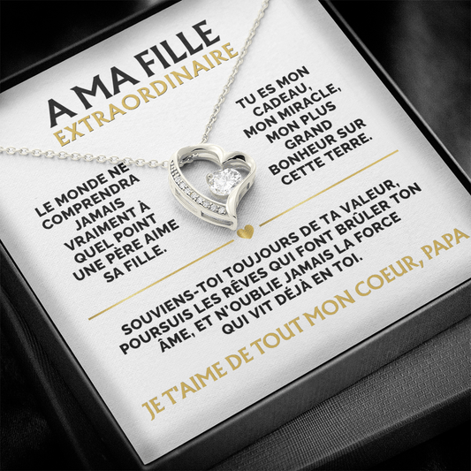 Collier À Ma Fille Extraordinaire – Cadeau Papa à Fille Or Blanc/Or Jaune
