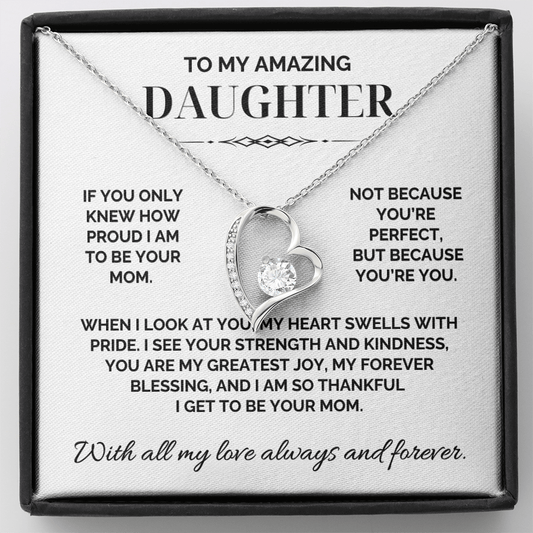Forever Love Necklace – Heart Pendant Gift for Daughter from Mom
