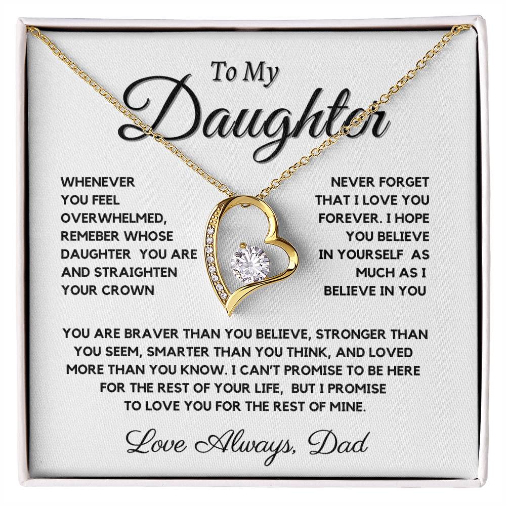 Daughter Neckalce From Dad - Heart Pendant For Girl 14k or 18k